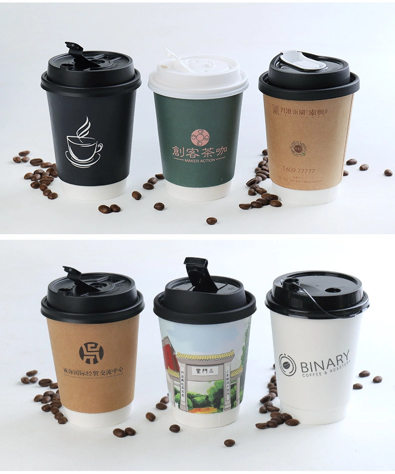 Creative Dispsoable Coffee Cup Thick Paper Cups Birthday Party Favors Hot Drinks Packaging Takeaway Cups with Lids