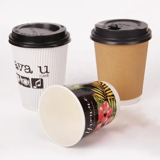 Prezzo di produzione Personalizza il design del logo Tazza monouso in carta Kraft a doppia parete Tazza spessa per bevande calde biodegradabili per tè e caffè